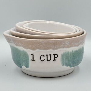 Sheffield Home Green Beige & White Ceramic Nesting Measuring Cups Set